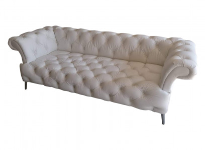 Chesterfield Sofa 3 Sitzer Luxus Couch Kunstleder Sofas Weiß Ledersofa